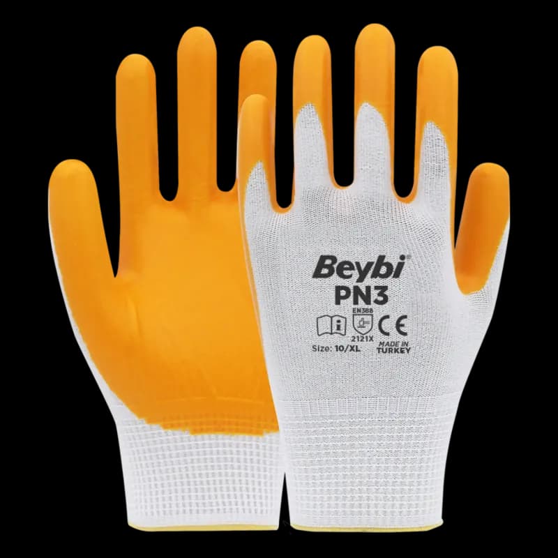 BEYBİ PN3 Naylon Nitril Eldiven Sarı No: 10