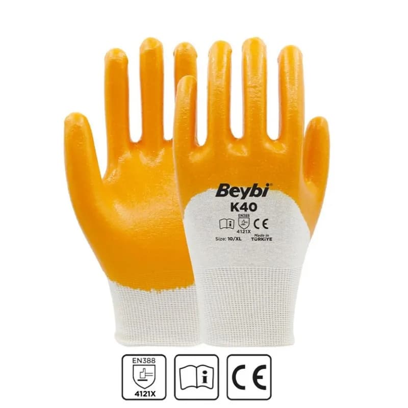 BEYBİ K40 Nitril Eldiven Sarı NO:10