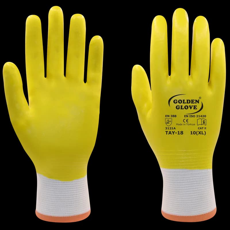 Golden Glove Tay-18 Tam Kaplı Eldiven Sarı NO:10