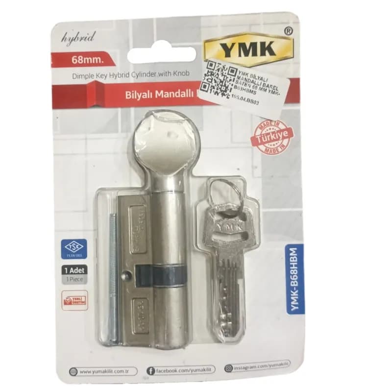 YMK Bilyalı Mandallı Barel Saten 68 mm YMK-B68HBMS