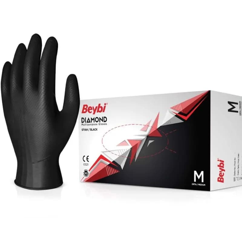 BEYBİ Diamond Force Siyah Eldiven XL (PK 100 adet)