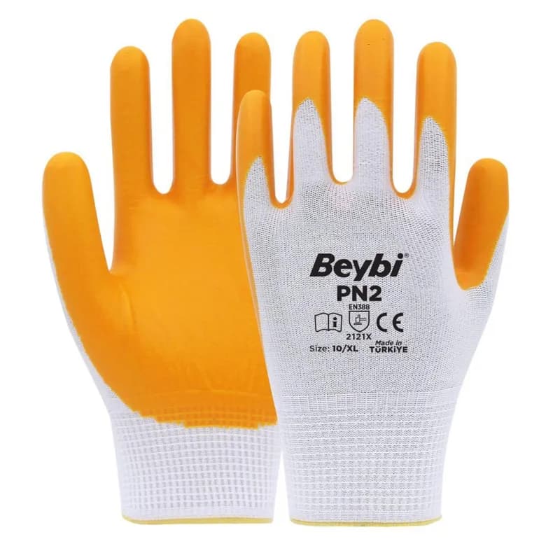 BEYBİ PN2 Naylon Nitril Eldiven Sarı No: 9
