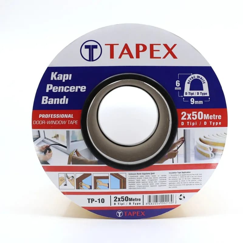 TAPEX Kauçuklu Kapı Pencere Bantı 2x50 mt Beyaz