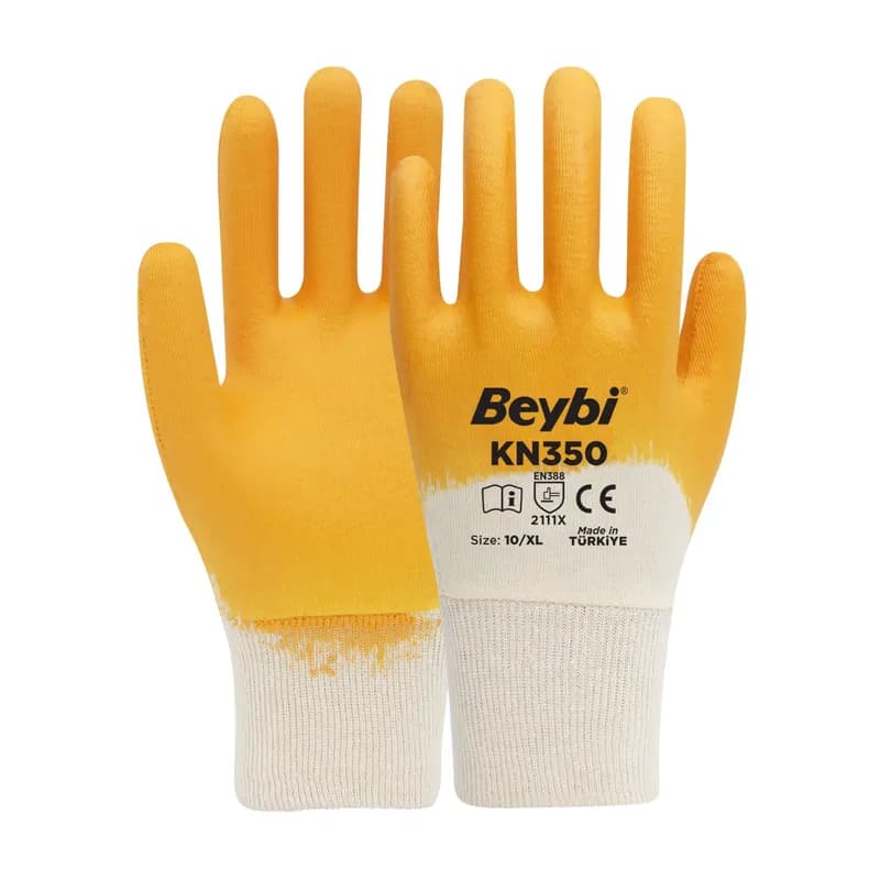 BEYBİ KN350 Nitril Eldiven Sarı No: 10