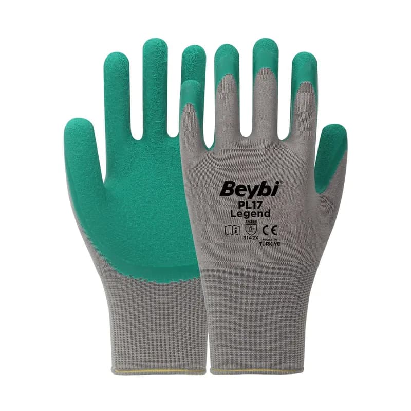 BEYBİ PL-17 Legend Lateks Eldiven Gri-Yeşil NO:9