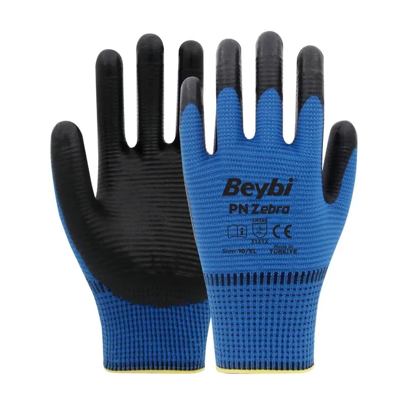 BEYBİ PN5 Zebra Eldiven Mavi-Siyah No: 10