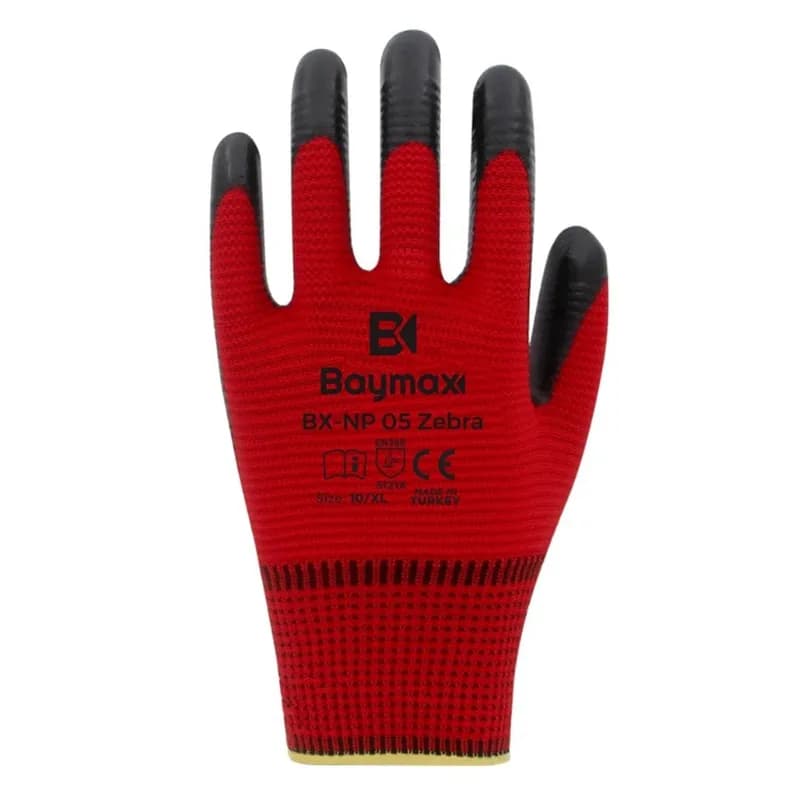 Baymax Zebra Eldiven NP05 Kırmızı-Siyah NO:10