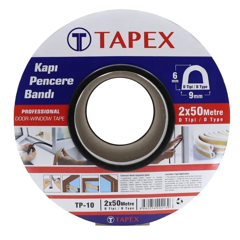 TAPEX Kauçuklu Kapı Pencere Bantı 2x50 mt Ant.gri