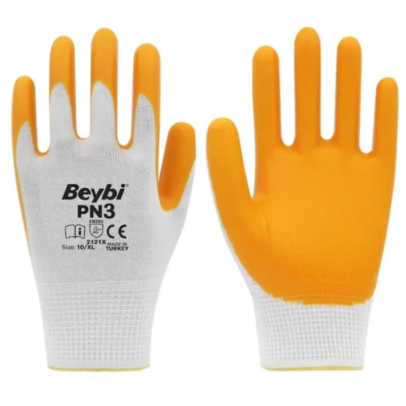BEYBİ PN3 Naylon Nitril Eldiven Sarı No: 9