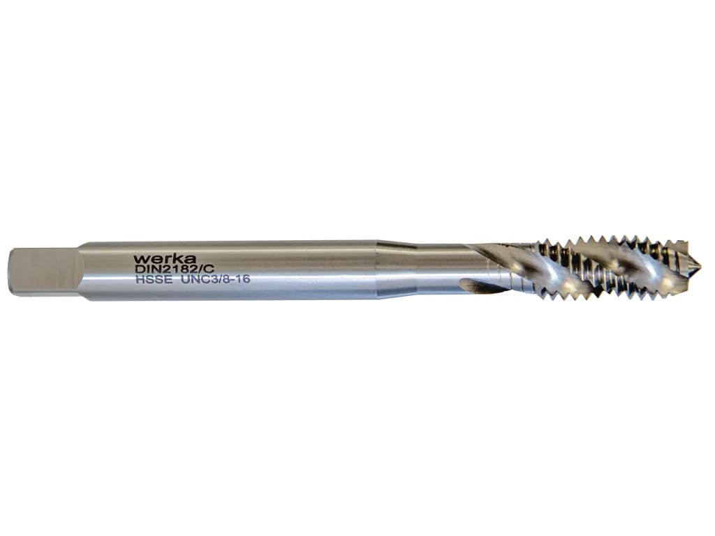 Werka DIN2182/C HSS-E Spiral Flute Machine Taps (Reinforced Shank), UNC