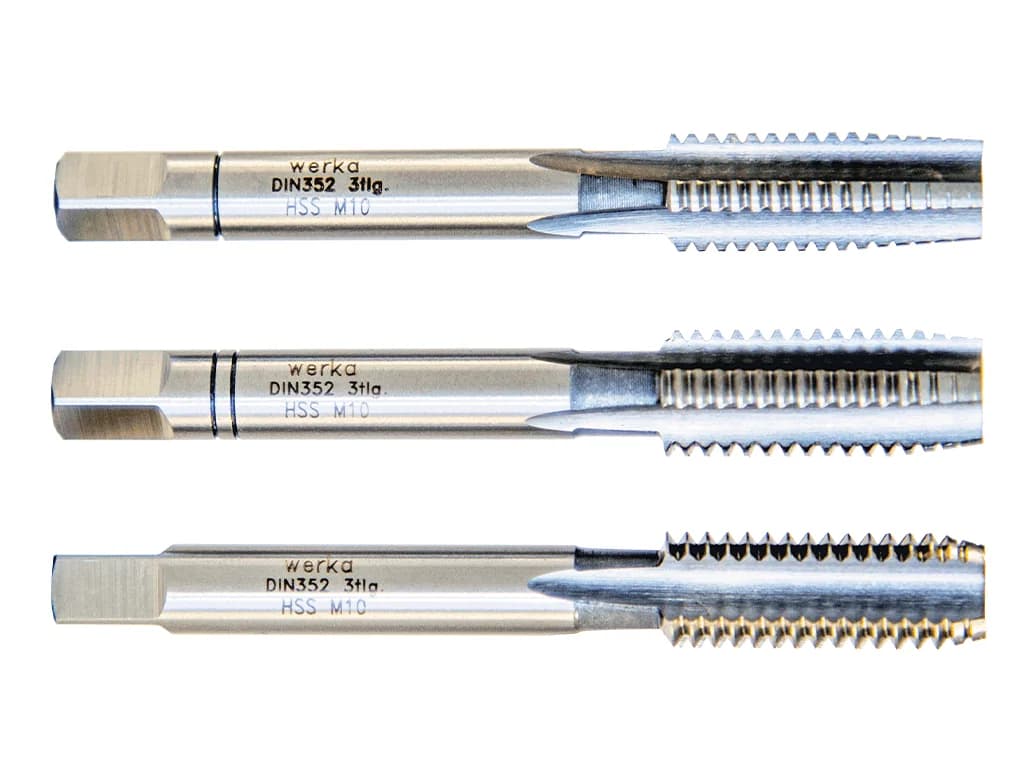 Werka DIN352 HSS Straight Flute Hand Tap 3-Piece Set
